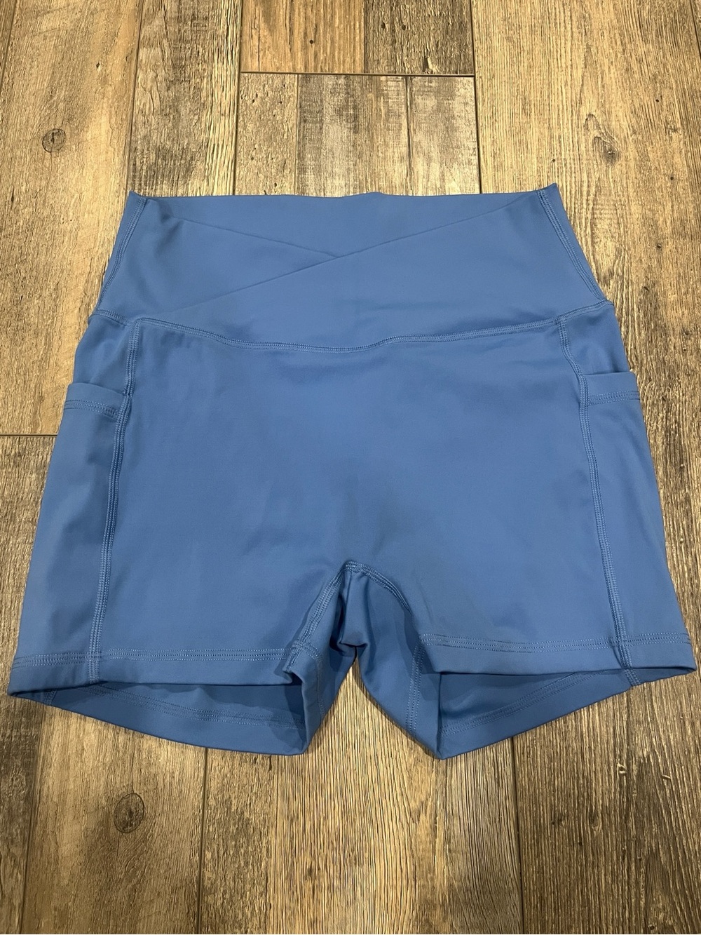 Blue Bum Scrunch Shorts with Pockets